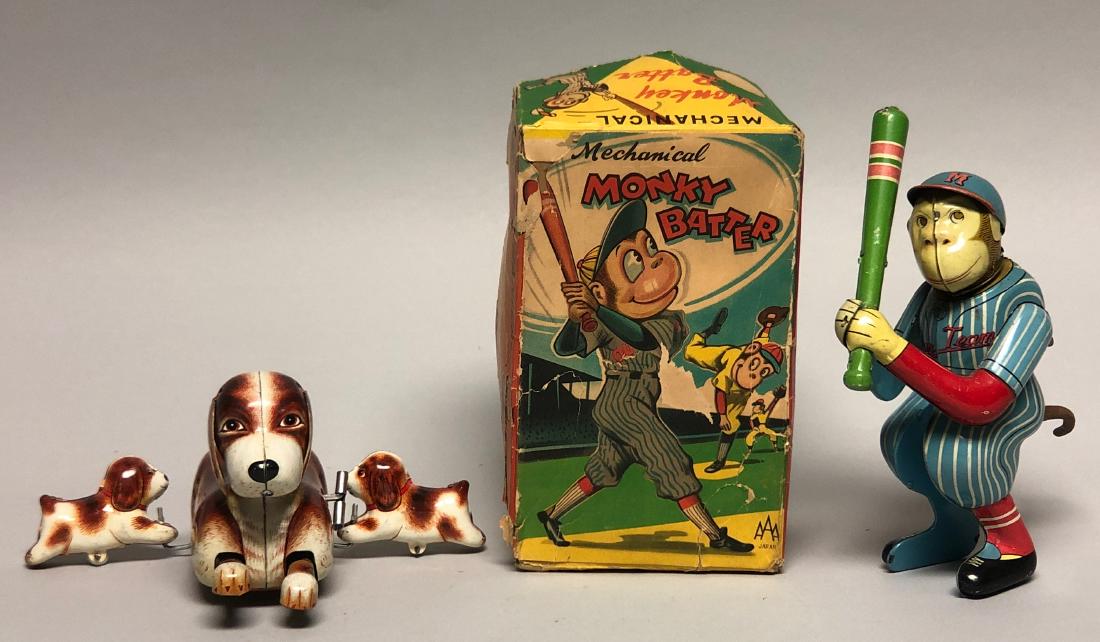 Windup Monkey Baseball Player & Dog Family (1 of 2)