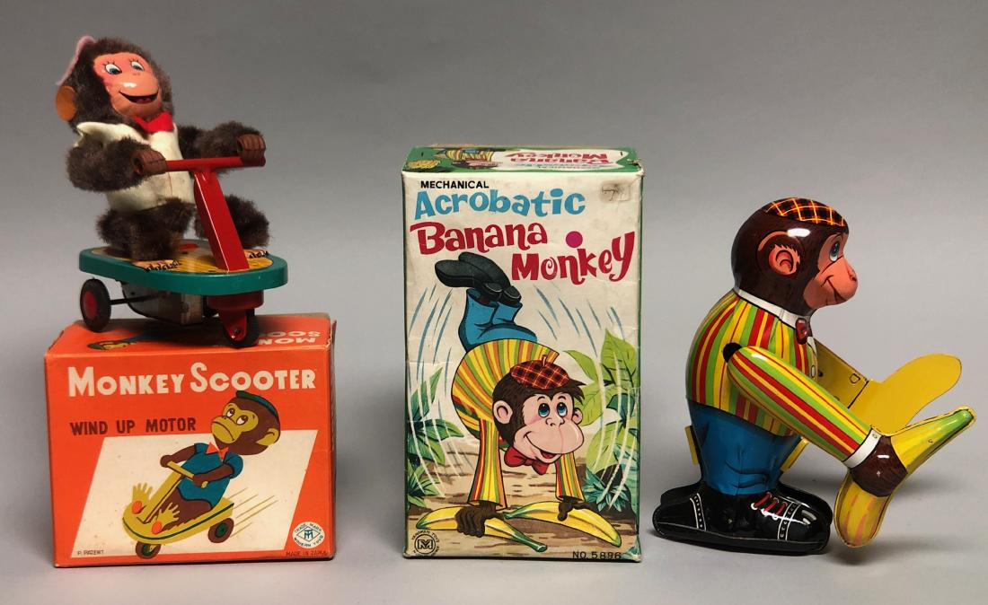 Tin Windup Monkey Scooter & Banana Monkey (1 of 2)