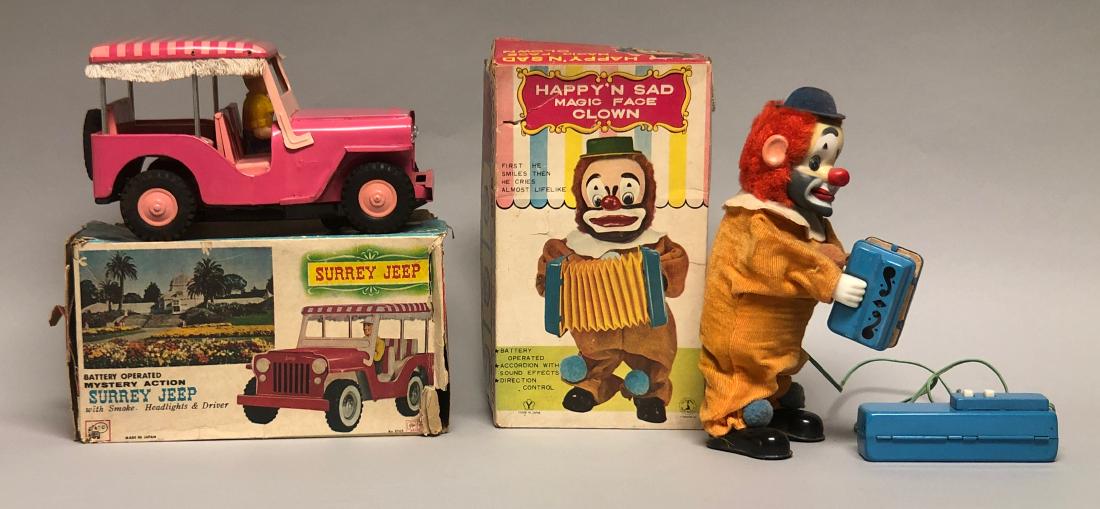 Battery Op Happy 'N Sad Clown & Surrey Jeep (1 of 2)