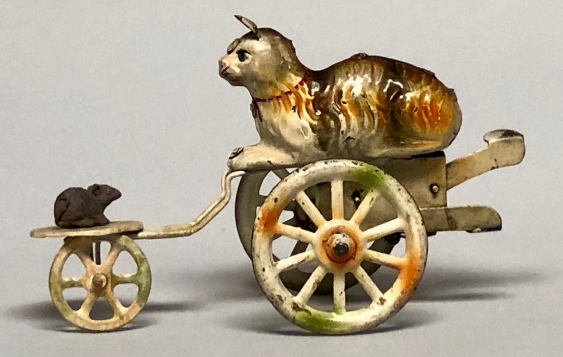 Painted Tin Windup Cat Chasing Mouse (1 of 2)