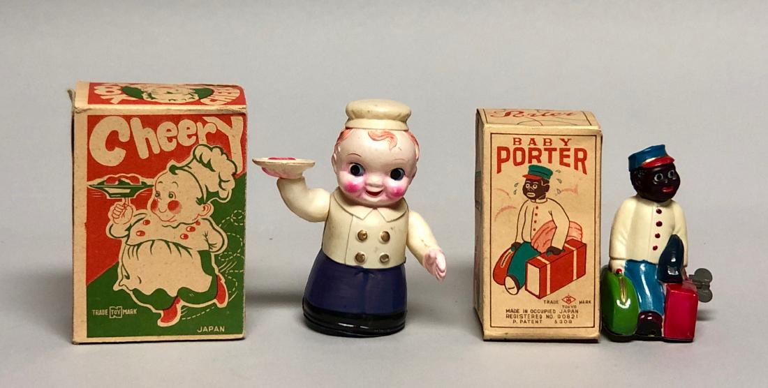 Celluloid Windup Cheery Cook & Baby Porter (1 of 2)