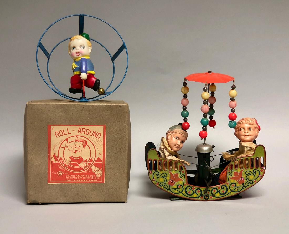 Windup Celluloid Roll-Around Boy & Rocker Toy (1 of 2)