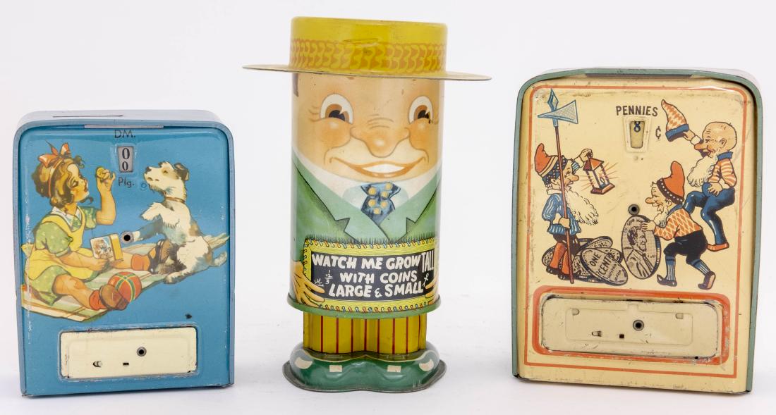 Three Tin Banks with Action (1 of 2)