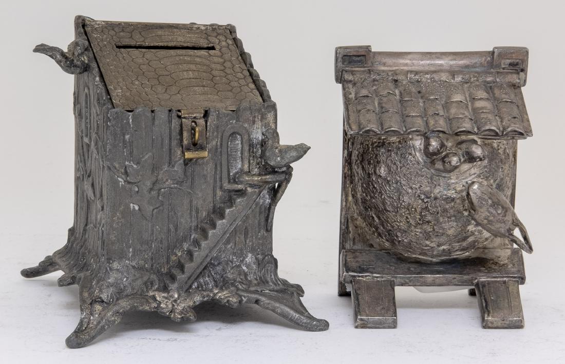 Two Silvered Lead Bird Themed Banks (1 of 2)