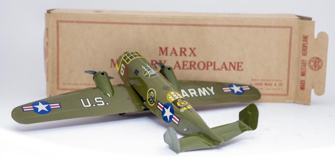 Marx Boxed Military Aeroplane Windup Toy (1 of 1)