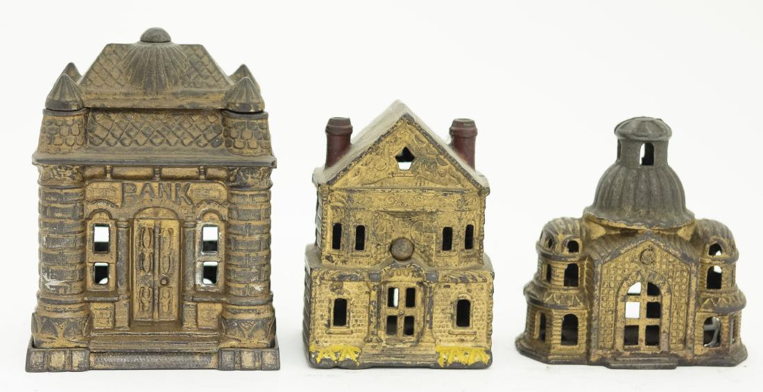 Three Cast Iron Building Banks (1 of 4)