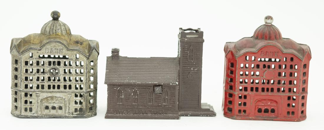 Three Cast Iron Building Banks (1 of 4)