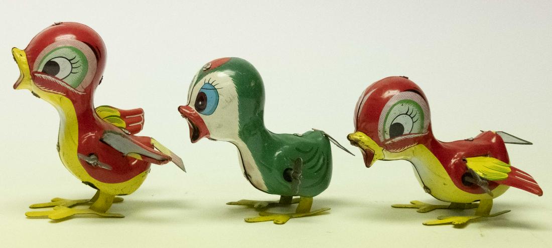 Three Hopping Chicks Tin Windup Toys (1 of 2)