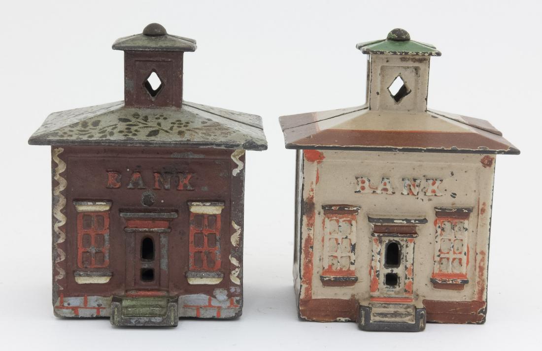 Two Medium Cupola Cast Iron Banks (1 of 3)