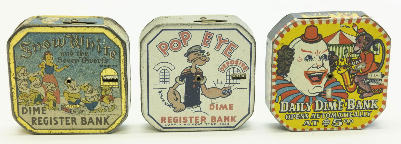 Three Tin Dime Register Banks (1 of 2)