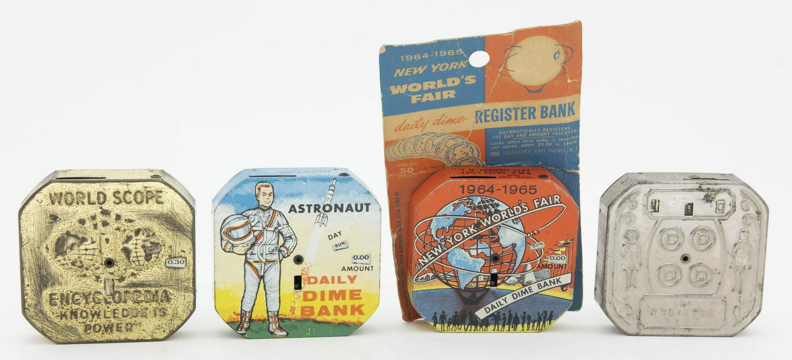 Four Tin Dime Register Banks (1 of 2)