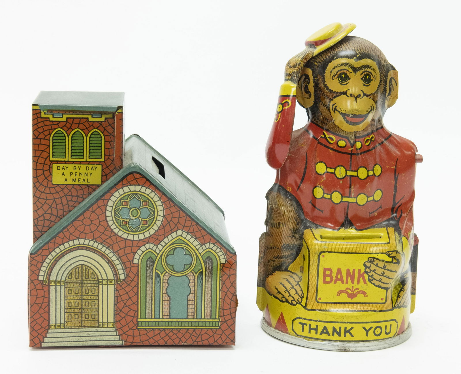 Chein Monkey Tips Hat & Church Banks (1 of 4)