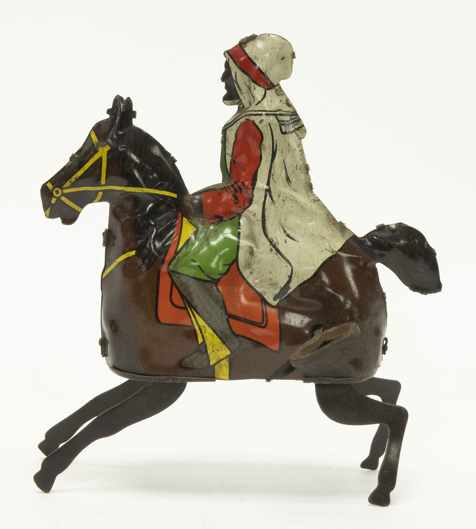 Gunthermann Arab on Horse Tin Windup Toy: Gunterman. Germany - Circa 1920's. Made of Tin. 5" T. Worked when tested. Very Fine Condition.
