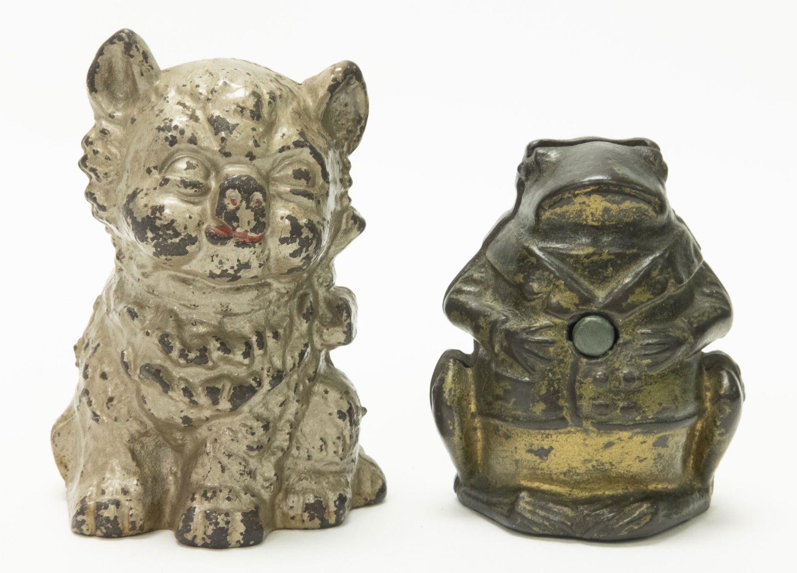 Cat with Bow & Professor Pug Frog Iron Banks (1 of 2)