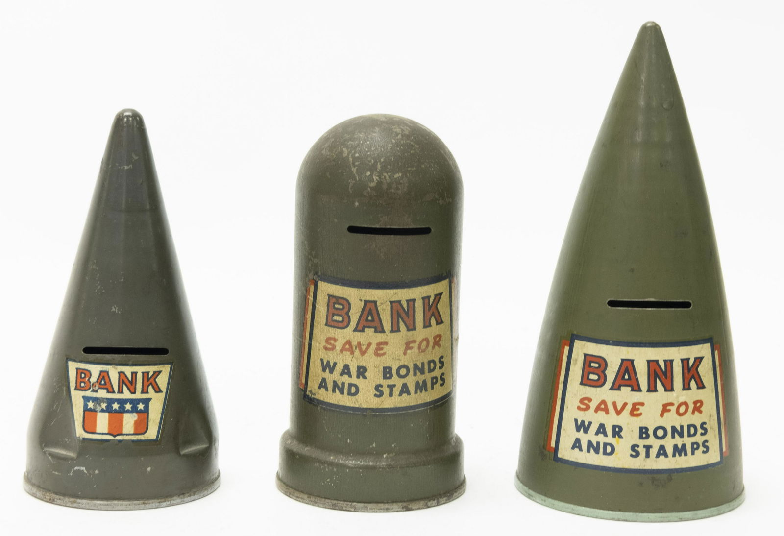 Three American Bomb Tin Still Banks (1 of 2)