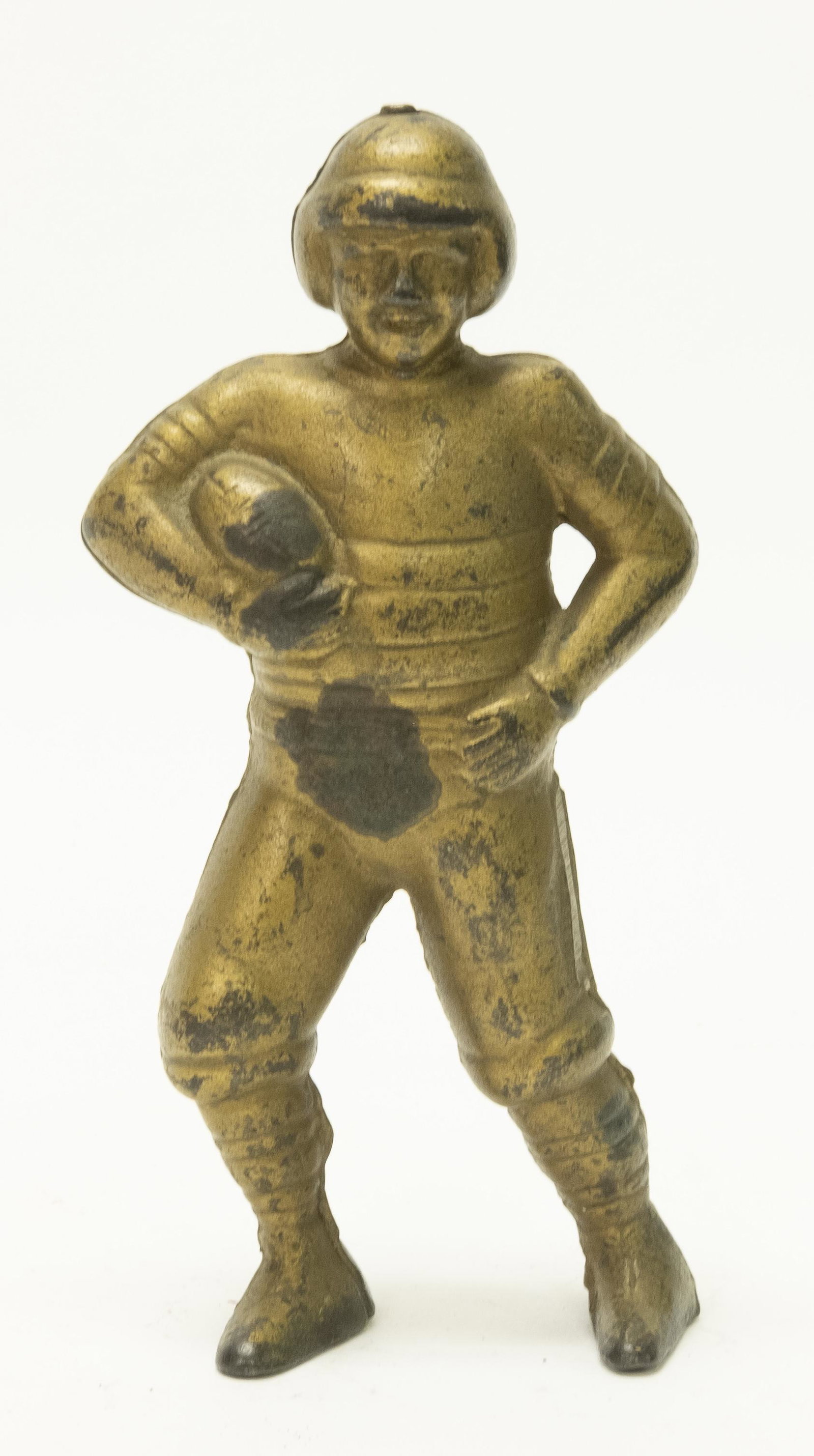 Football Player Cast Iron Still Bank: A. C. Williams circa 1910's. Made of Cast Iron. 5 3/4" T. Fine Condition.
