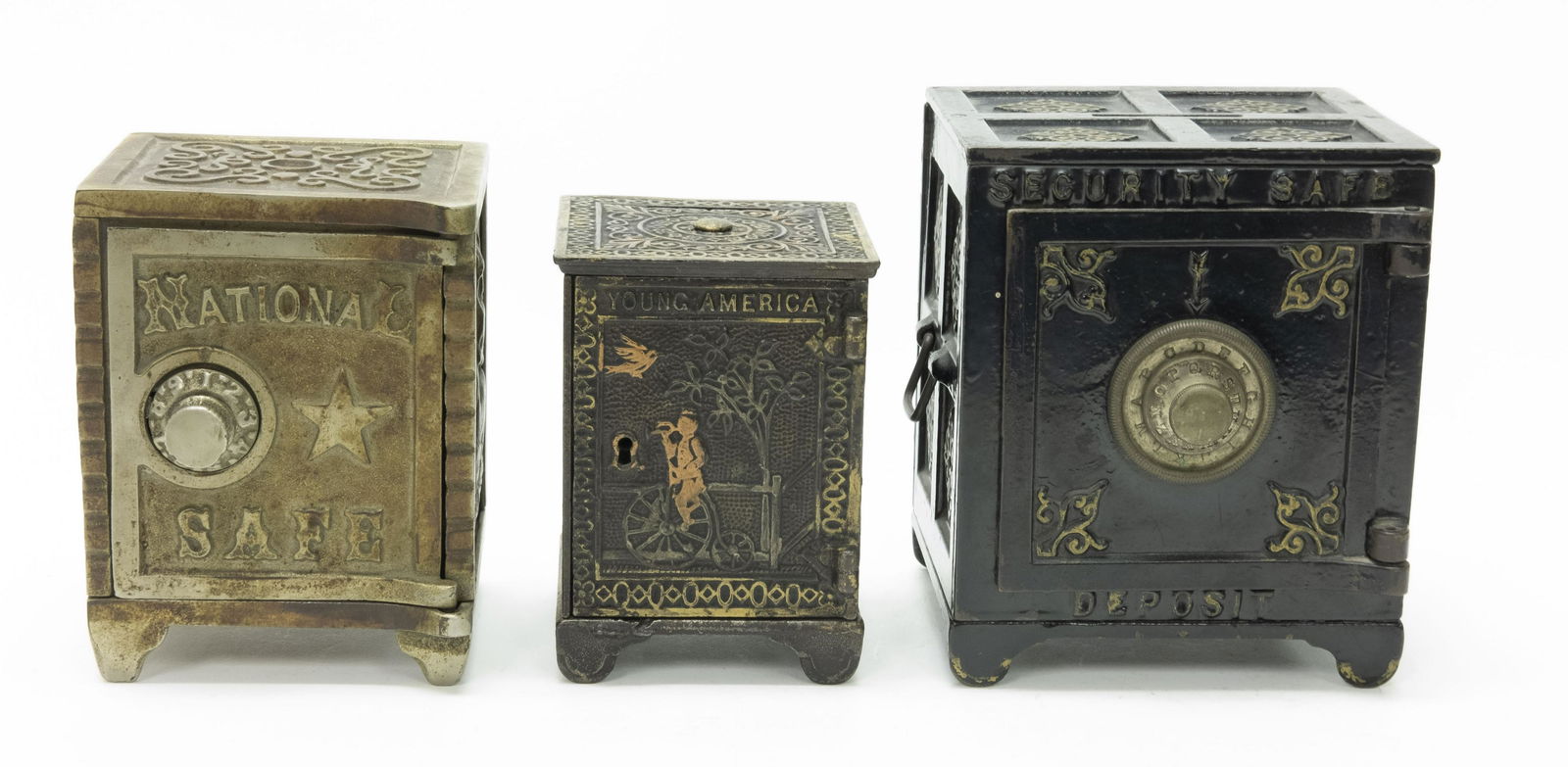 Three Cast Iron Safe Banks (1 of 2)