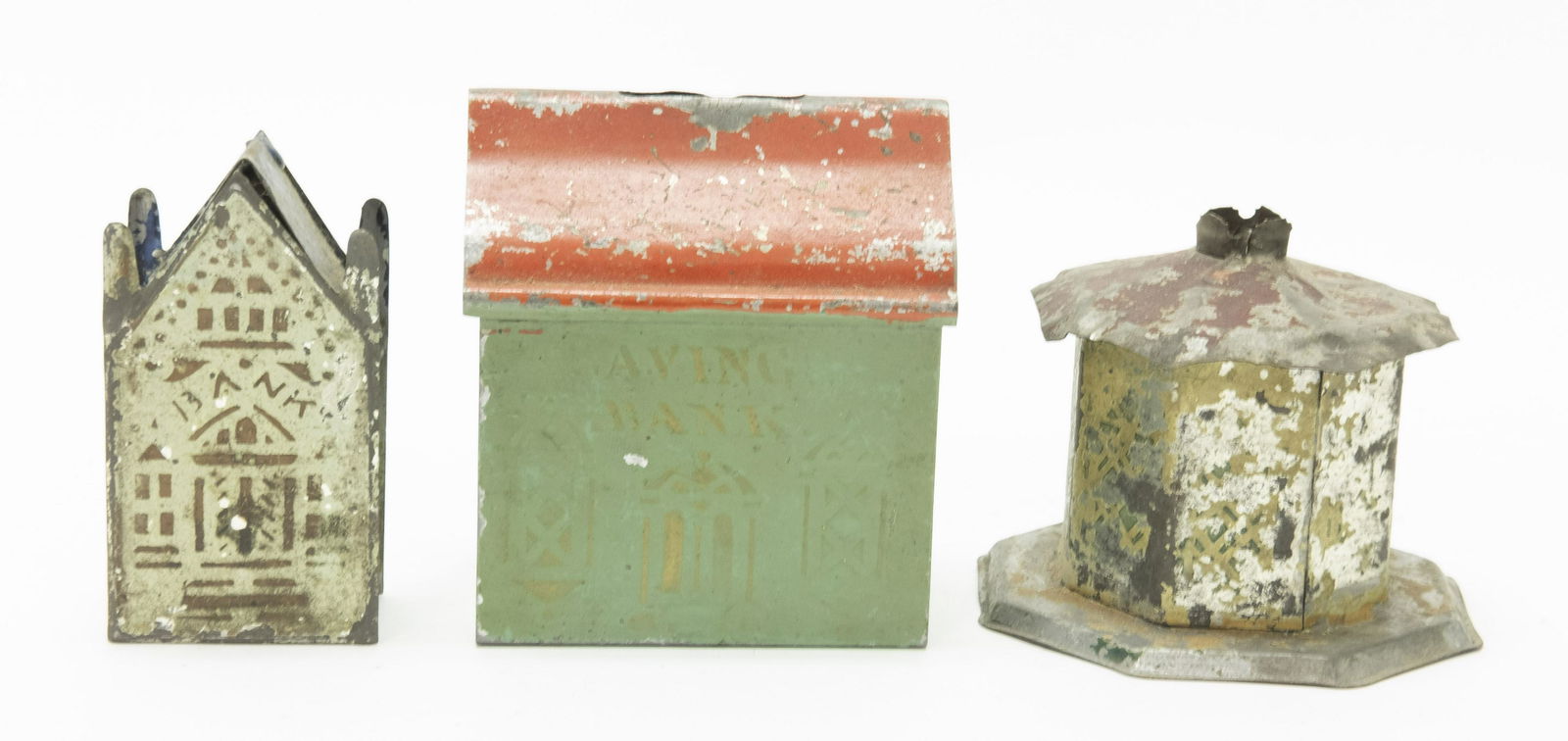Three American Tin Building Banks (1 of 4)