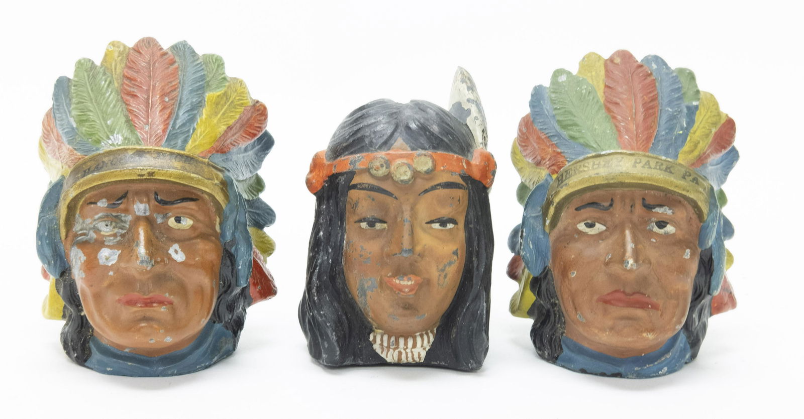 Three Spelter Indian Bust Banks (1 of 4)