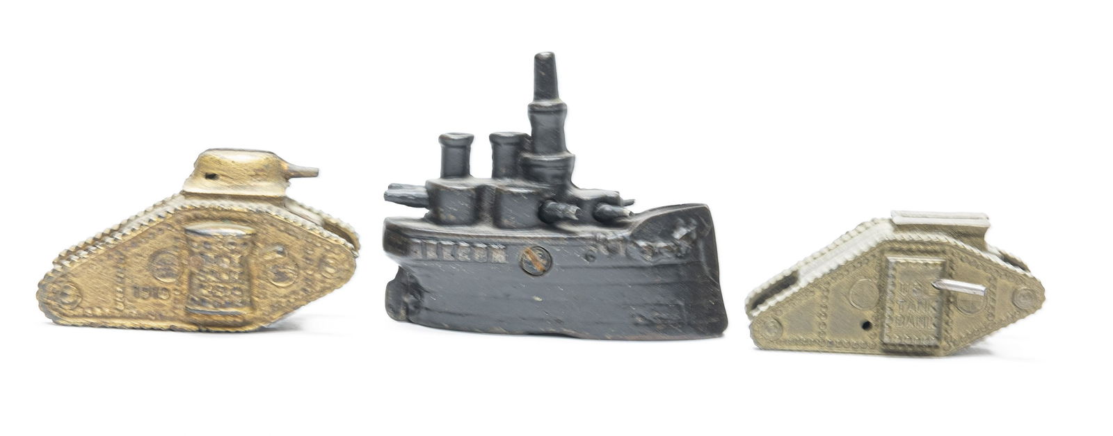 Three War Themed Cast Iron Still Banks (1 of 4)
