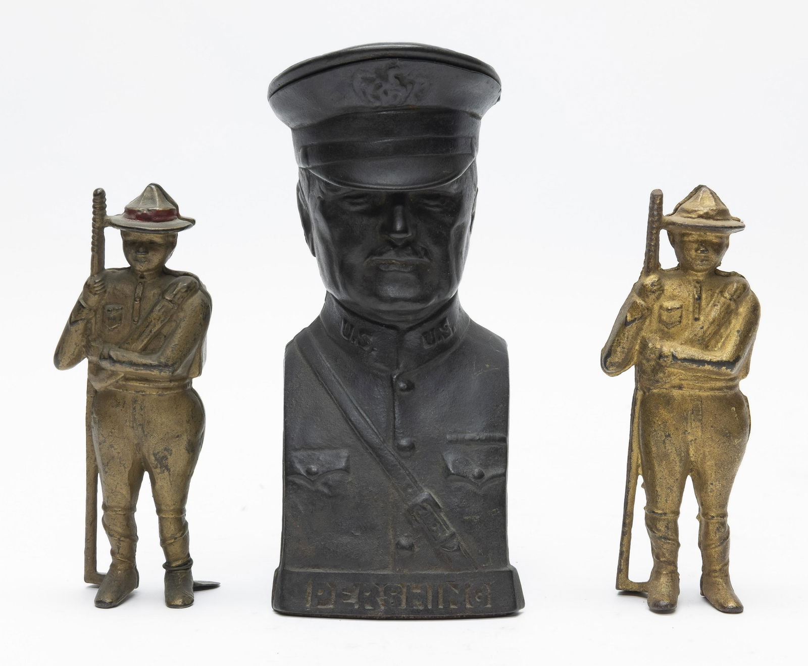 Pershing Bust and Two Boy Scout Cast Iron Banks (1 of 4)