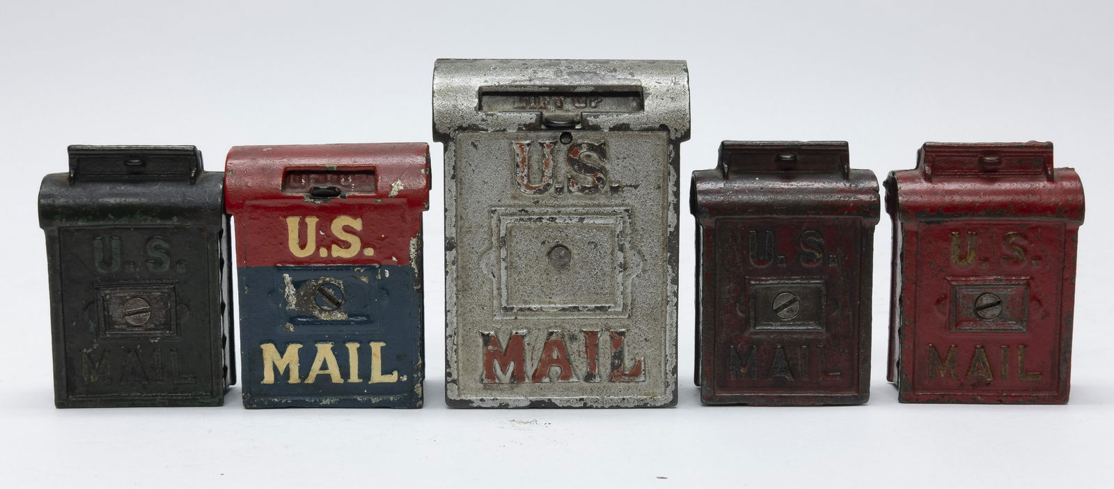 Five Cast Iron Mail Box Banks (1 of 4)