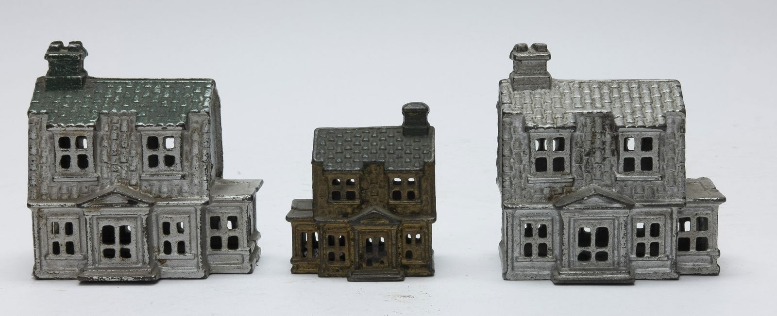 Three House with Porch Cast Iron Banks (1 of 4)