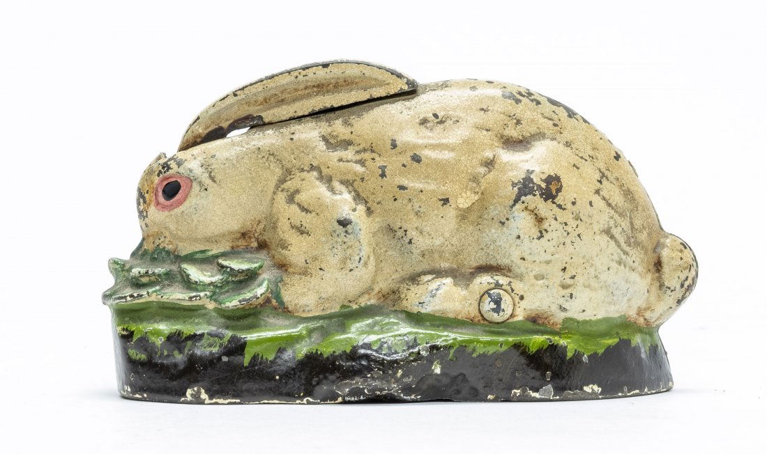 Rabbit in Cabbage Cast Iron Mechanical Bank (1 of 5)