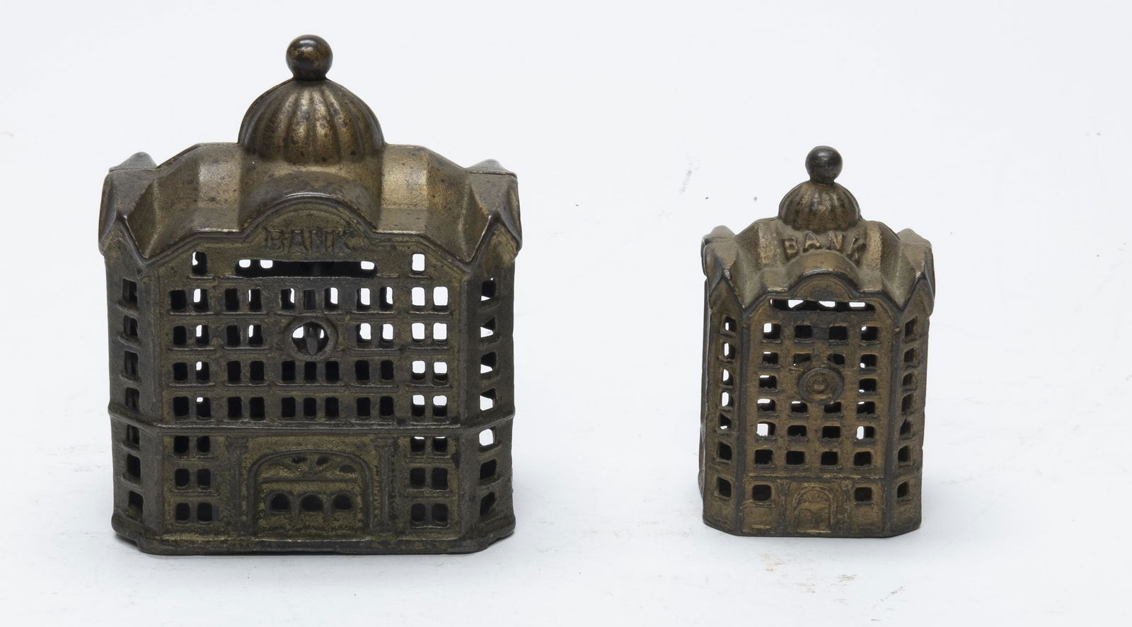 Domed Bank Large and Medium Iron Still Banks (1 of 4)