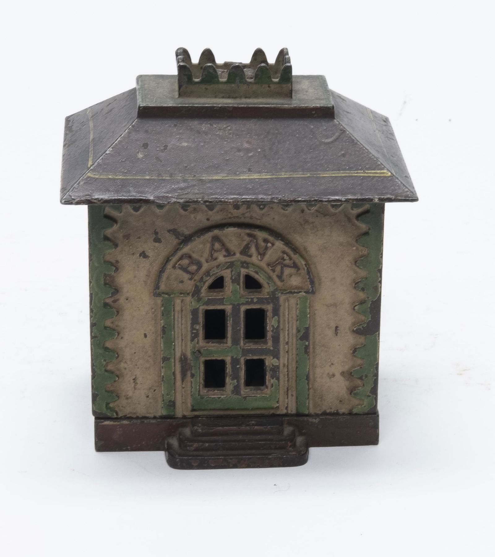 Multicolored Crown Cast Iron Still Bank (1 of 4)