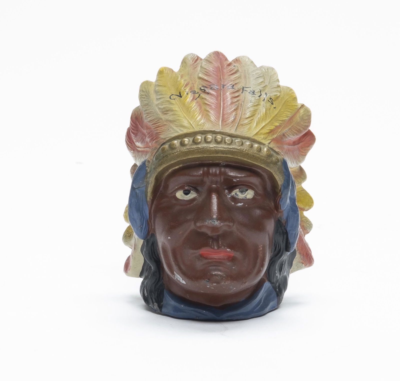 German Spelter Indian Chief Bust Bank (1 of 4)