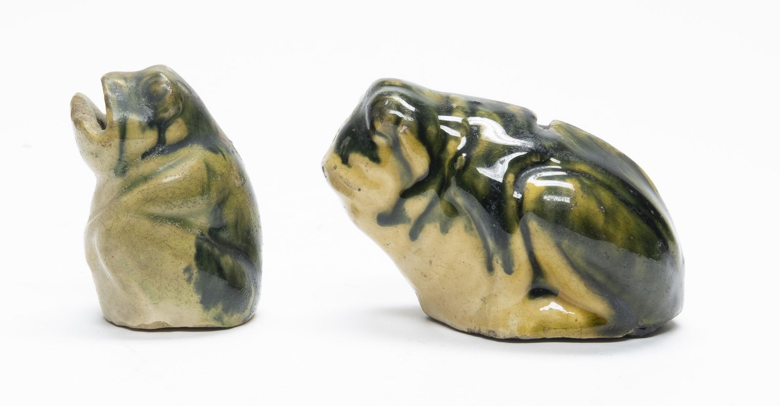 Two Glazed Ceramic Frog Still Banks (1 of 4)