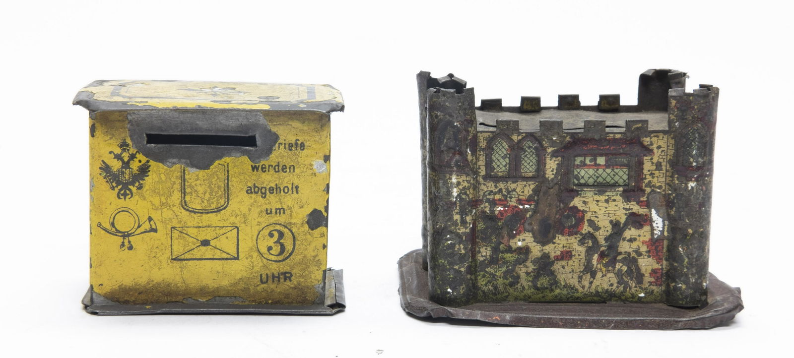 Two Penny Toy Tin Still Banks (1 of 4)