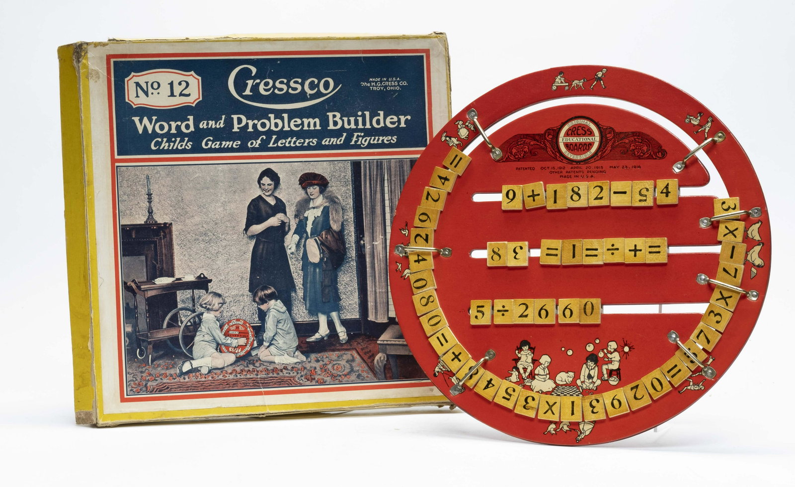 Cress Co. World and Problem Builder: Made by Cress Co. Made of Wood. Pristine Condition with Original Box. Box with some corner splits and other damage.