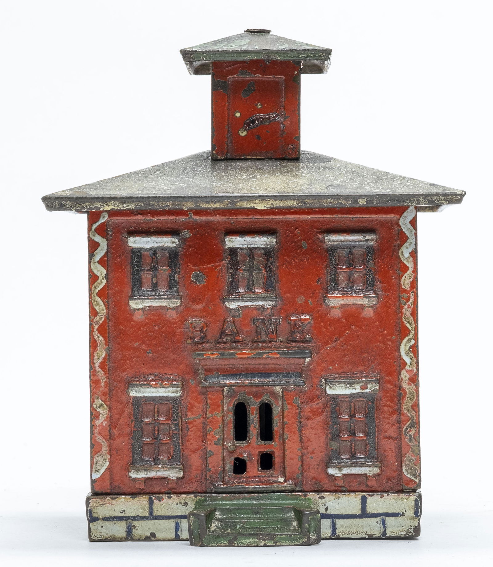 Large Fiery Red Cast Iron Cupola Bank (1 of 4)