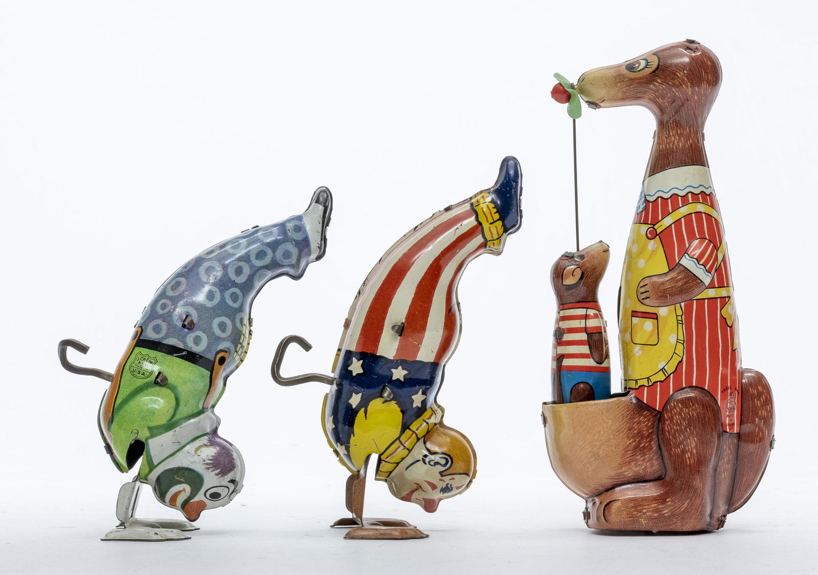 Two Chein Hand Stand Clown & TPS Kangaroo (1 of 4)