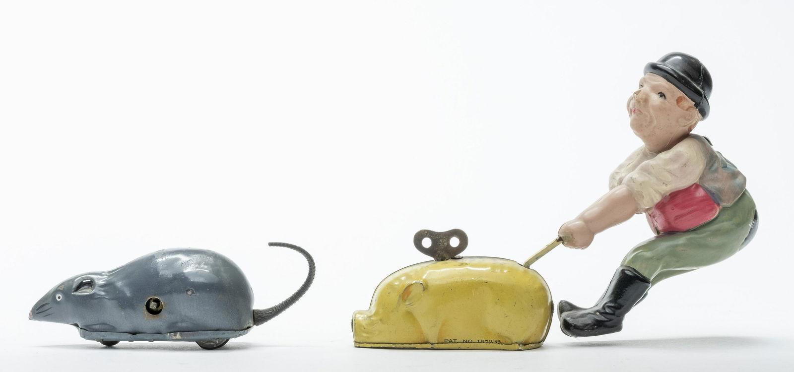 Man & Pig / Rat Tin Windup Toys Japan (1 of 2)