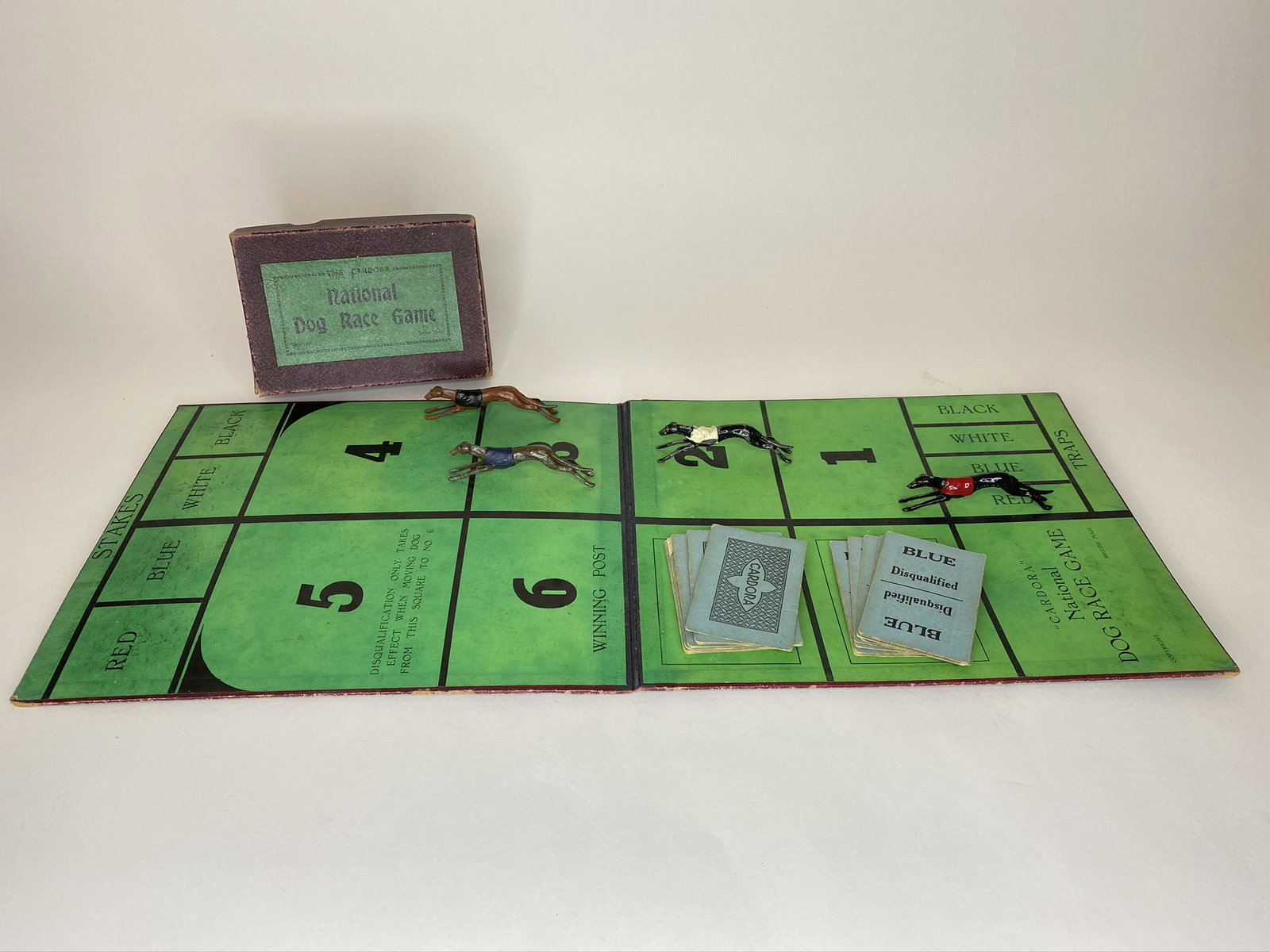 National Dog Race Game: Cardora. Complete with original box (23 inches by 9 1/2 inches) and instructions. Excellent Condition.