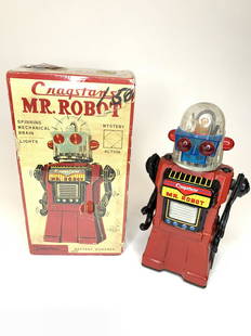 Cragstan Mr. Robot: Cragstan. Japan. Circa 1960s. With original box. In working order. 11 inches high. Tin and Plastic. Excellent Condition.