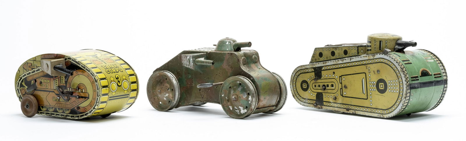 Two Marx & One Triang Windup Tanks (1 of 8)
