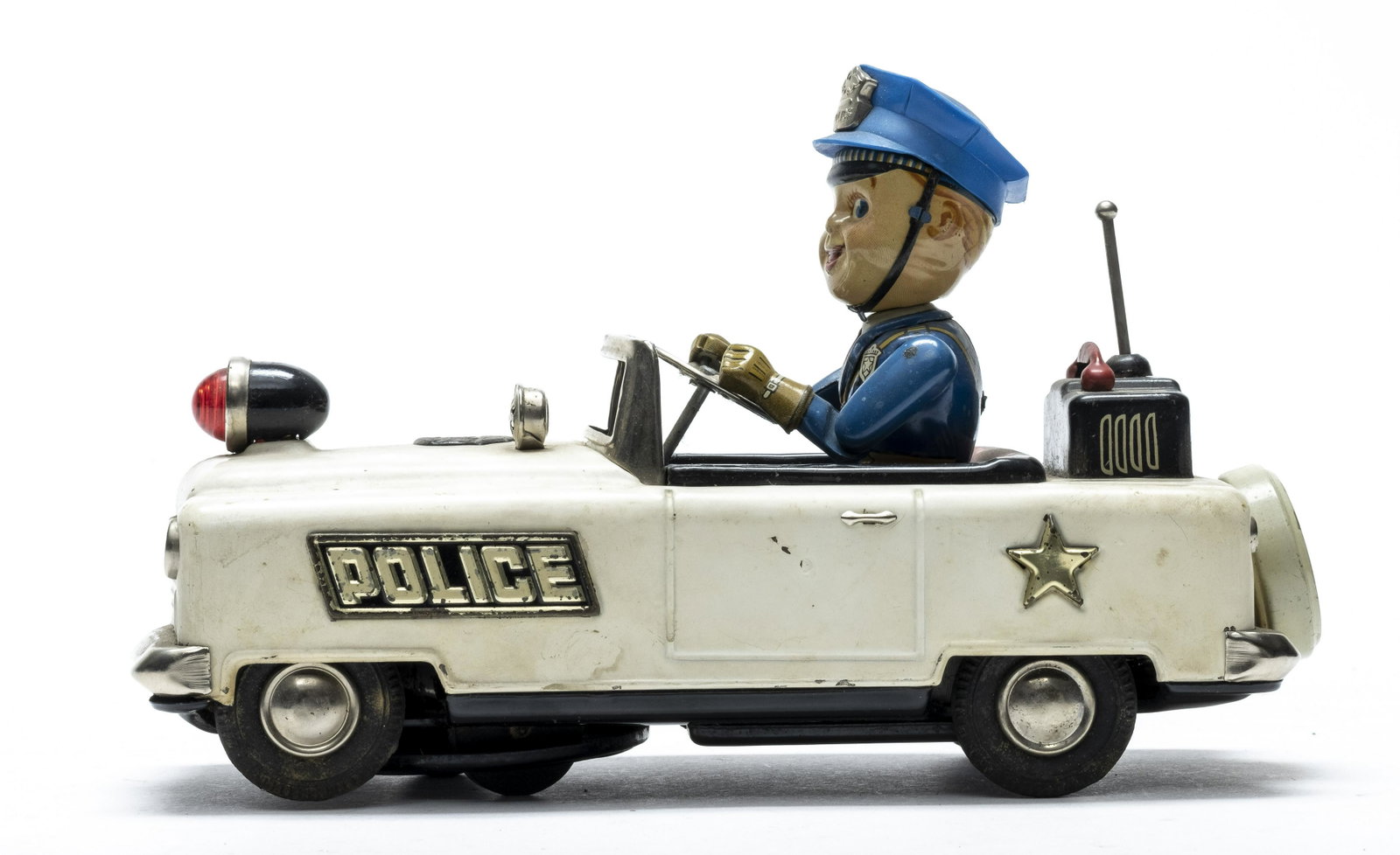 T.N Police Car: T.N Japan 1960's. 9 3/4" Long. Worked when tested. Very Fine Condition. Could use a clean.