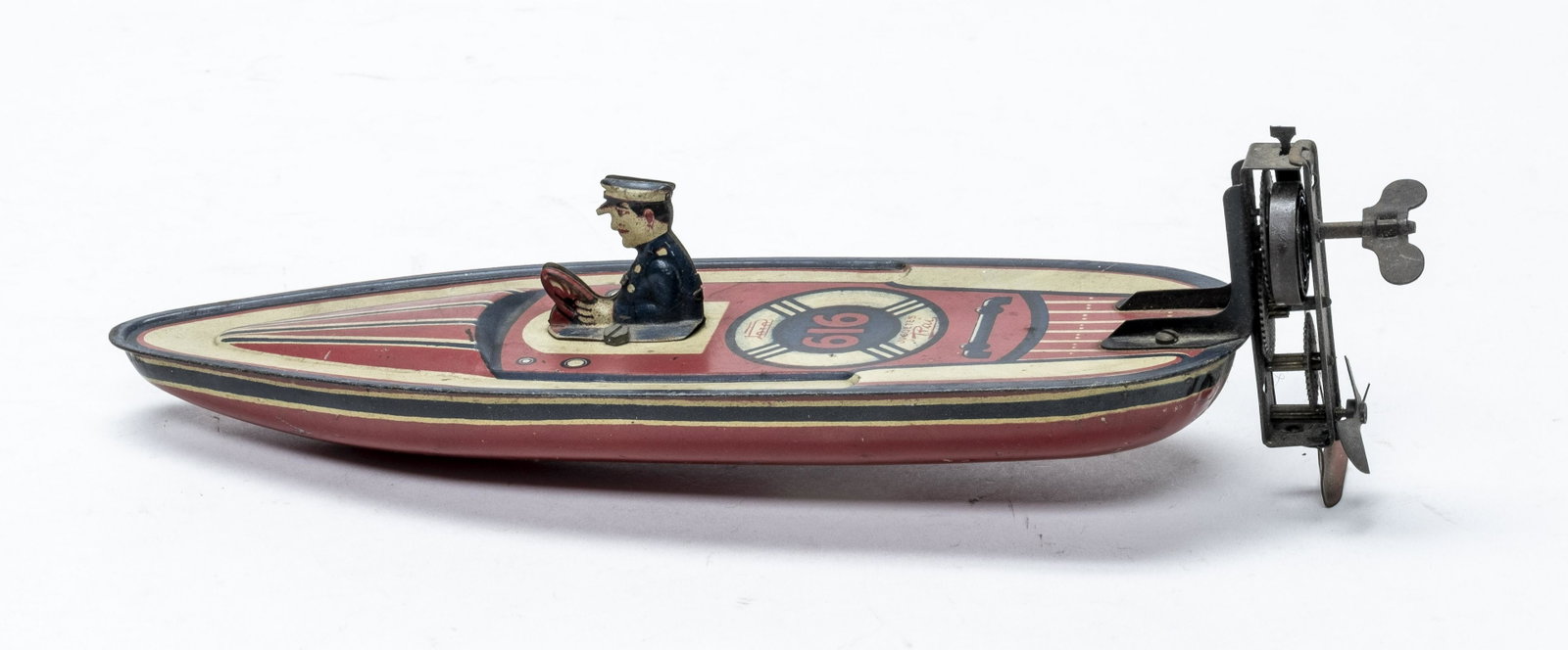 Paya Speed Boat: Made by Paya, Spanish 1930's. 9 1/4" Long. Worked when tested. Very Fine Condition.