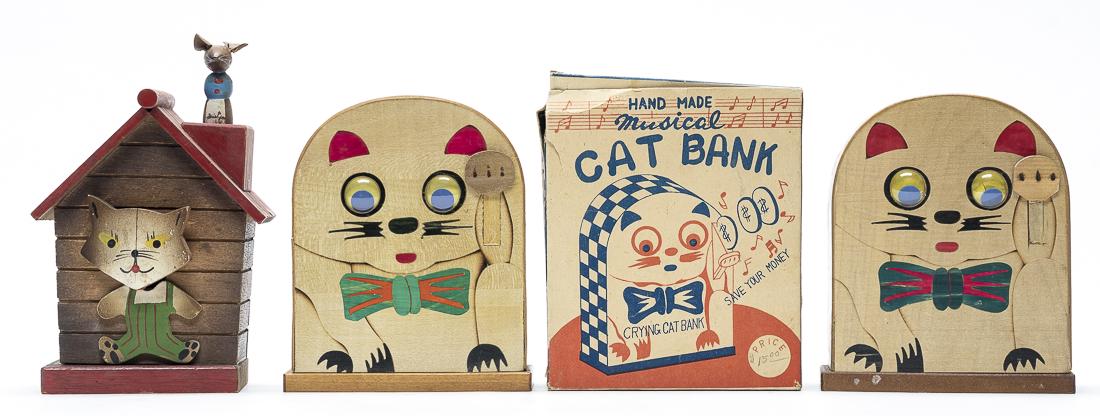 Three Wooden Cat Banks (1 of 6)