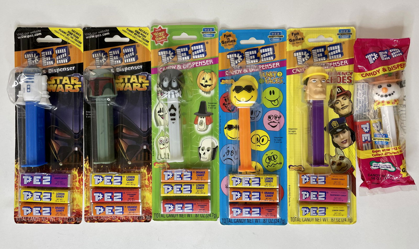 Pez Dispensers: 6 Pieces. Pristine Condition.