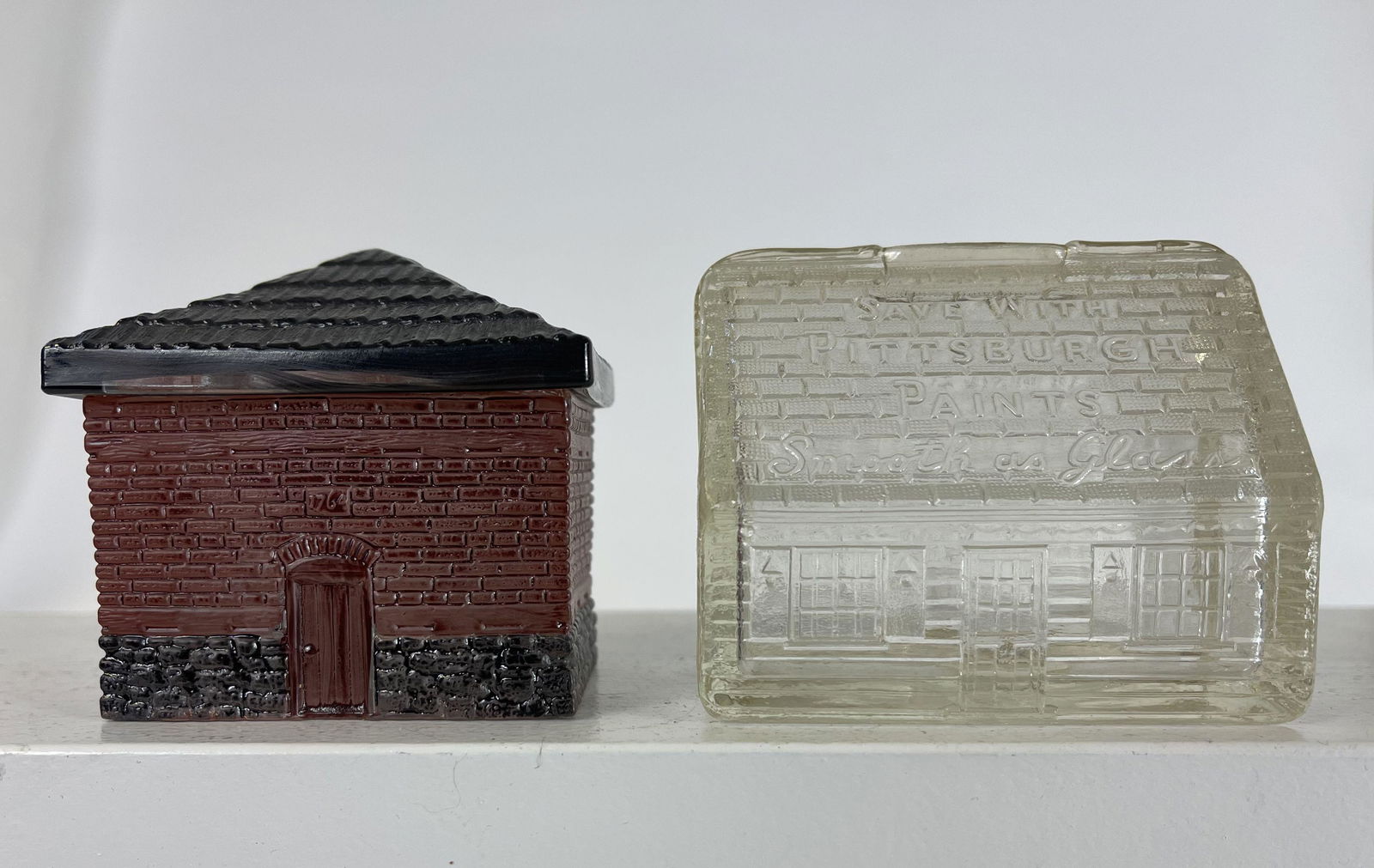 Glass Log Cabin Bank / Fort Pitt Jewelry Box (1 of 2)