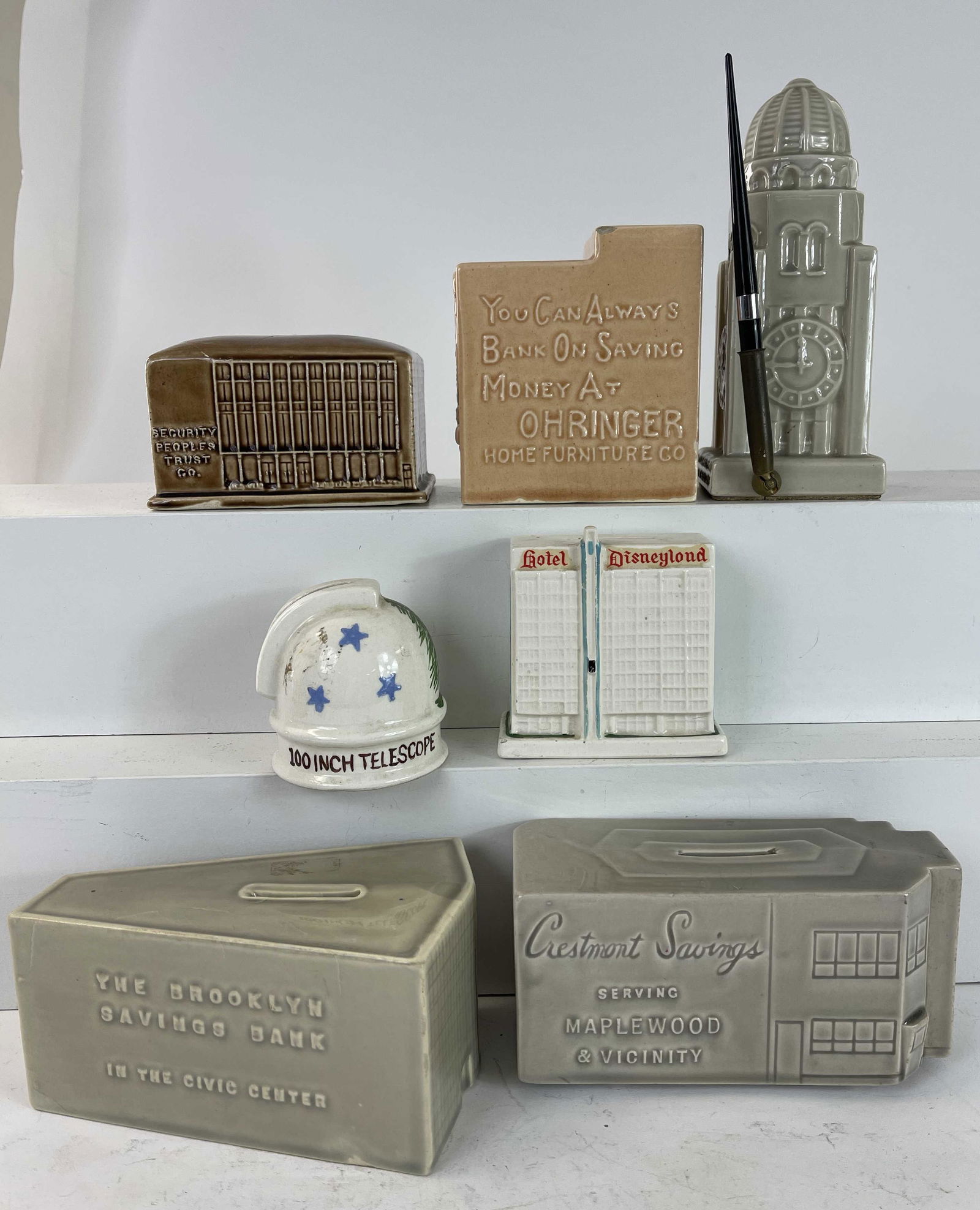 Eight Ceramic Building Banks (1 of 3)