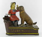 Speaking Dog Red Dress Mechanical Bank