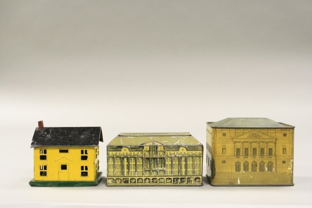 Three Tin Building Banks (1 of 2)