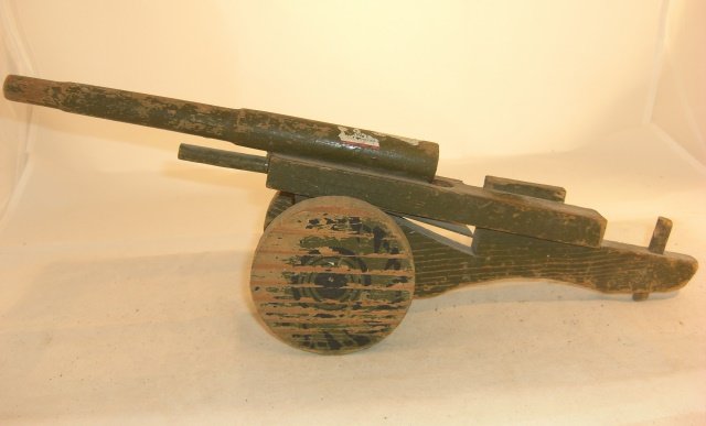 WOOD CANNON: "Arakajap"; wood wheels, 17" long; condition good