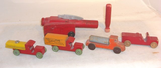 4 WOOD TRUCKS & WOOD CANNON (1 of 1)